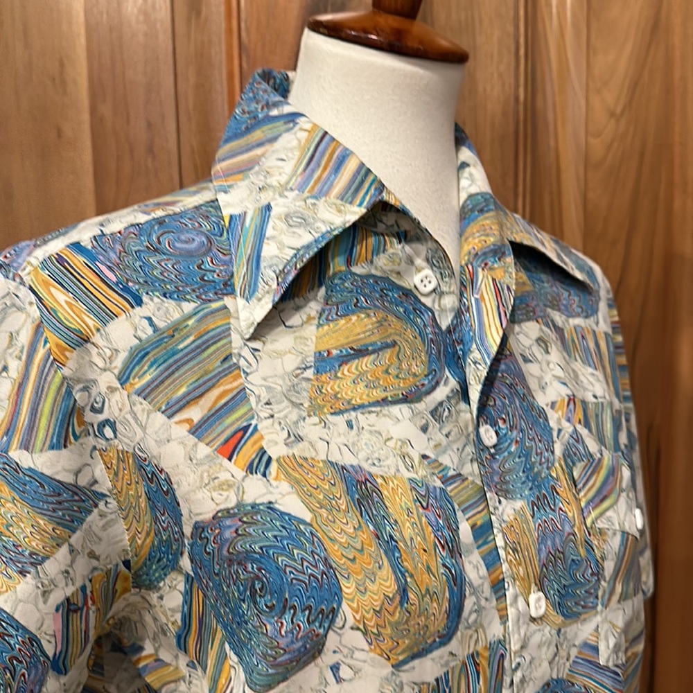 Vintage Psychedelic Rainbow, Men’s Button-up Short Sleeve, No Tags Est size S/XS - Picture 14 of 15